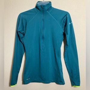 Nike Pro Women’s Half Zip Long Sleeve Training Top in blue/green